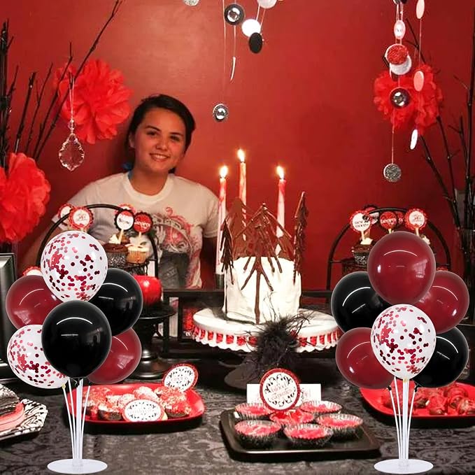 TONIFUL 4 Set Black Wine Red Balloon Stand Balloon Centerpieces - Image 4