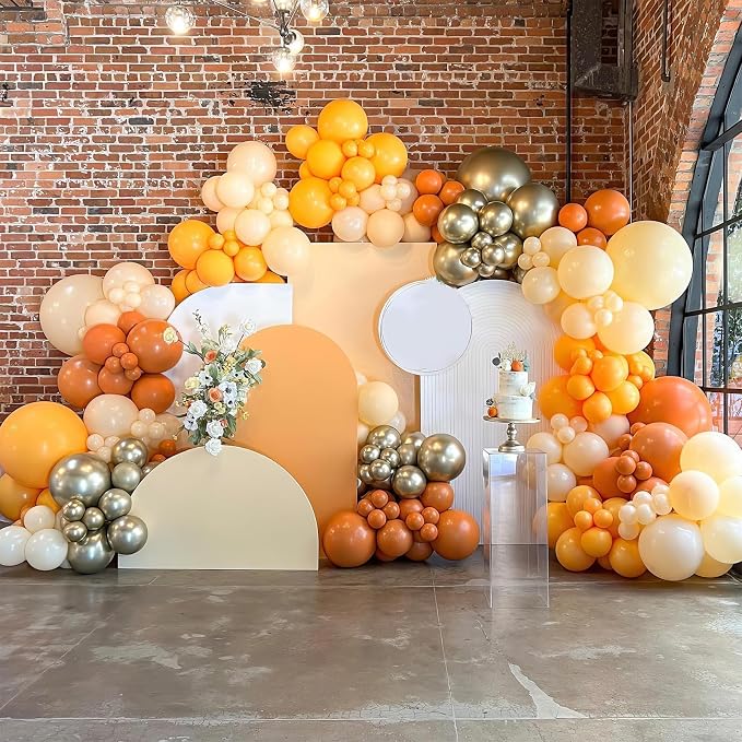 Fall Balloons, 12 Inch Orange and Sand Gold Balloons - Image 5