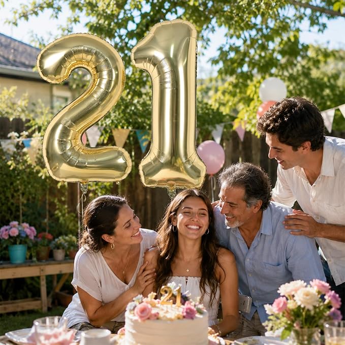 Champagne Gold 21st Birthday Balloons Number 21, 40 Inch Large Foil 2 & 1 - Image 5