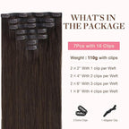 GOO GOO Clip in Hair Extensions Real Human Hair, Remy Human Hair Extensions Clip ins for Women, Natural Human Hair, 20inch 110g 7Pcs, 2A Light Brown