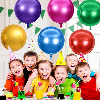 6Pcs Colorful Round Foil Balloons, Giant 4D Round Ball Balloon, 22 Inch Large - Image 4