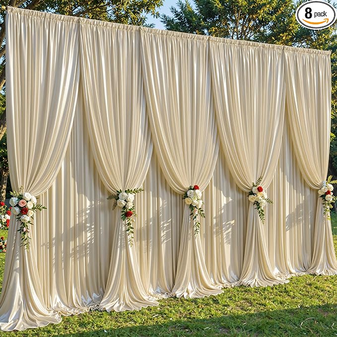 40x10ft Champagne Beige Glitter Backdrop Curtain by Partisky