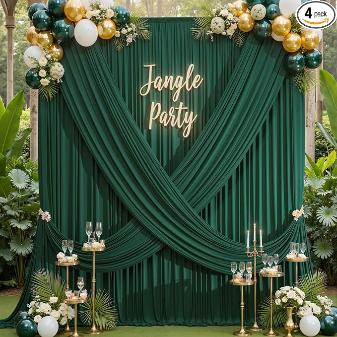 20×12ft Wrinkle Free Hunter Green Backdrop Curtain by ENJOYYOURPARTY