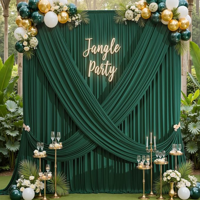 10×12ft Wrinkle Free Hunter Green Backdrop Curtain - Image 5