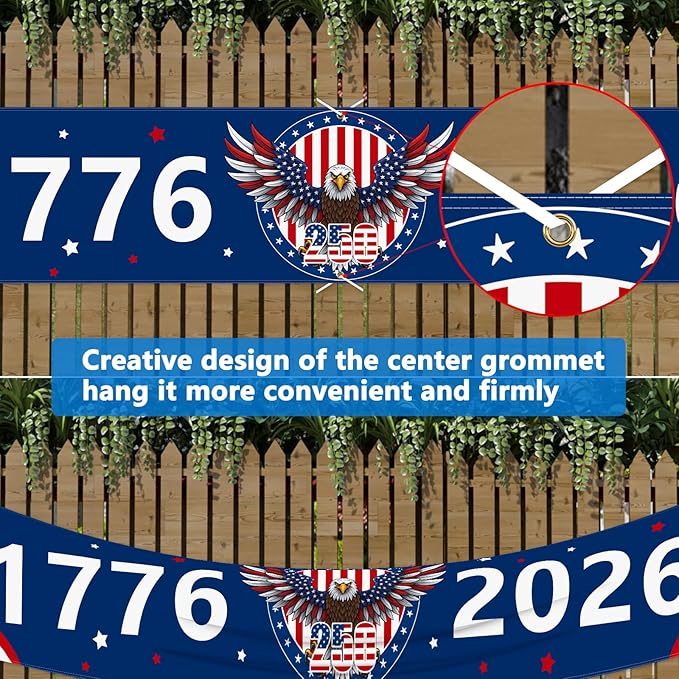 Large 250th Anniversary Banner 120" x 20" 1776-2026 250 Years Birthday America - Image 3