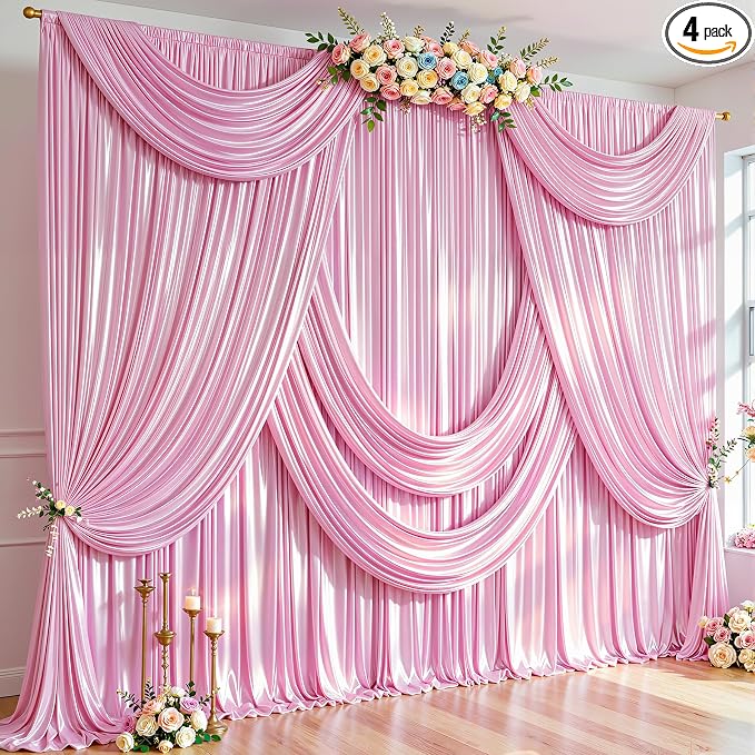 20x10ft Pink Glitter Backdrop Curtain by Partisky