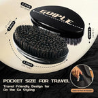 Curved 360 Wave Brush For Men - Medium Hard Palm Brush for Laying Down 360 Waves Made with Natural Boar Bristle and Wood Easy to Hold - Strong Hold Travel Size Wave Pomade Greasy 360 Layer Hair Waves