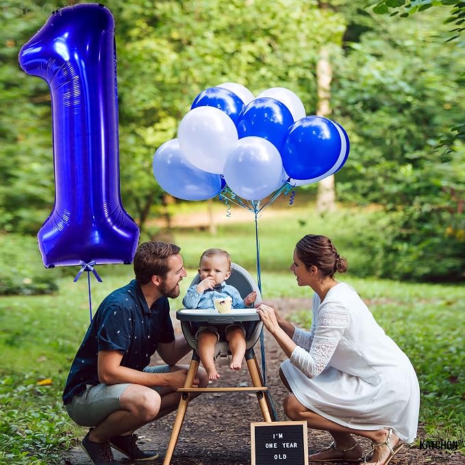 KatchOn Blue Number 1 Balloon for First Birthday 40 Inch | Blue Number 1 - Image 7