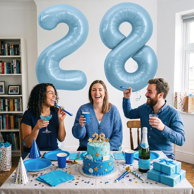 TONIFUL 40 Inch Pastel Blue Number 8 Foil Balloons Large Mylar Foil Digital 8 - Image 6