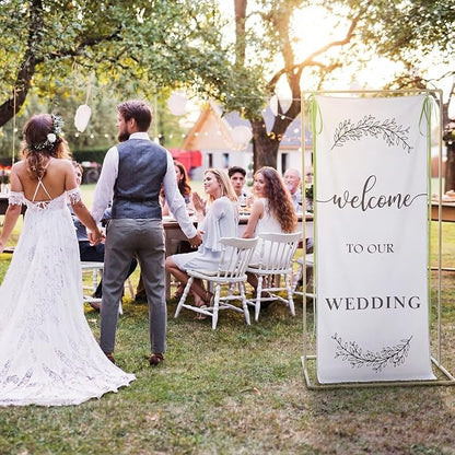 Yousoontic Welcome to Our Wedding Linen Rustic Wedding Welcome Banner Plain - Image 4