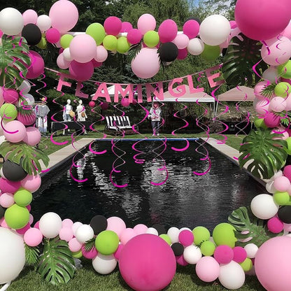 24 PCS Hot Pink Hanging Swirl, Fuschia Sparkle Ceiling Hanging Decorations - Image 3