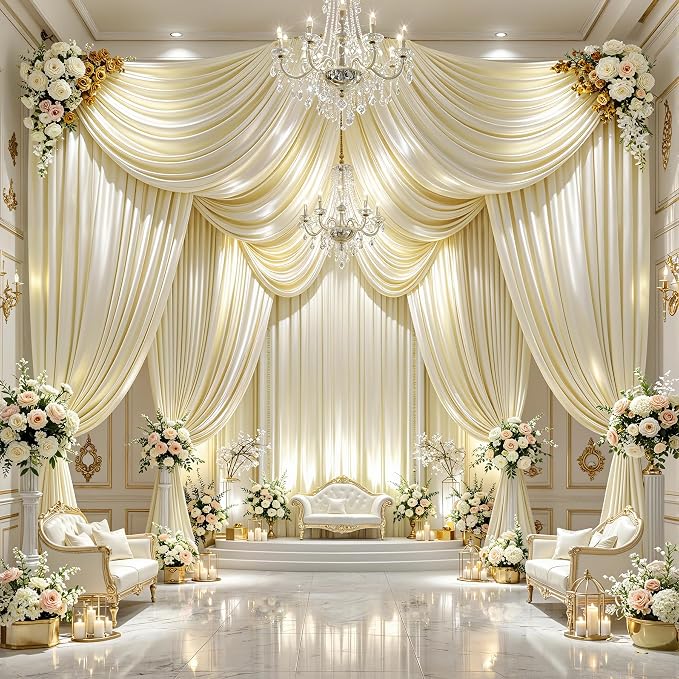 40x10ft Champagne Glitter Backdrop Curtain - Image 3
