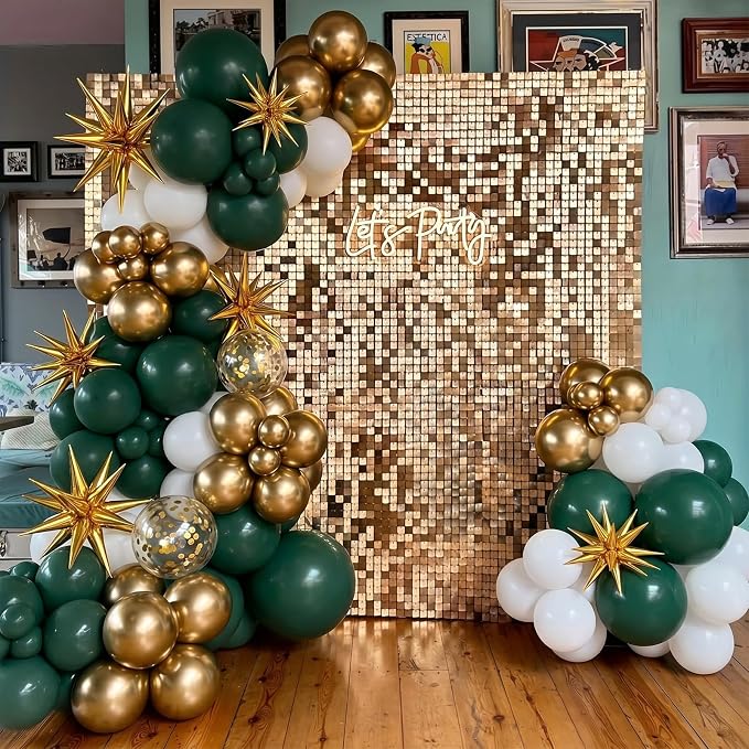 Emerald Green Gold Balloons Arch Kit - Image 6