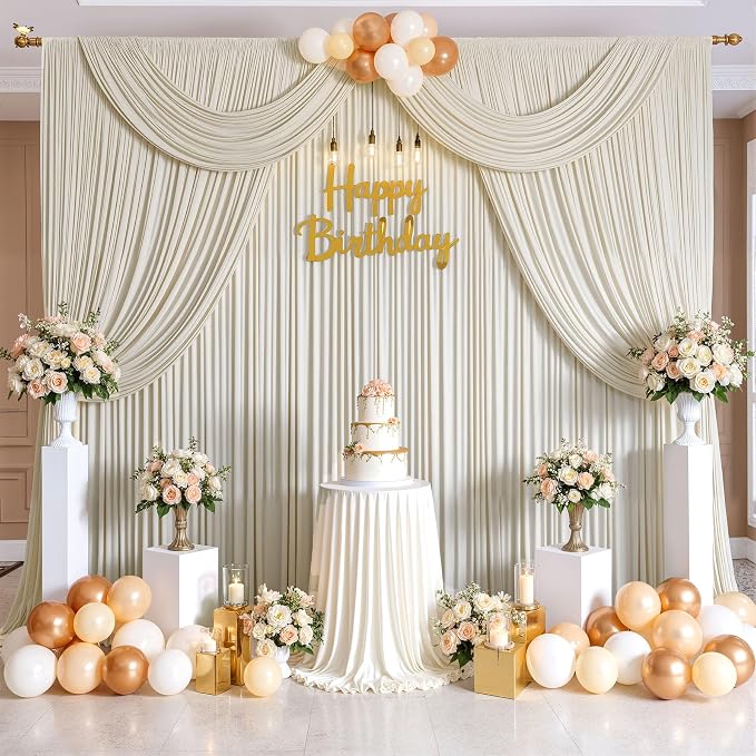 30ftx10ft Wrinkle Free Beige Backdrop Curtains - Image 6