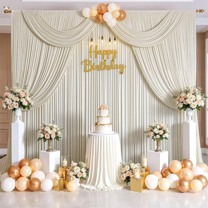 30ftx10ft Wrinkle Free Beige Backdrop Curtains - Image 6