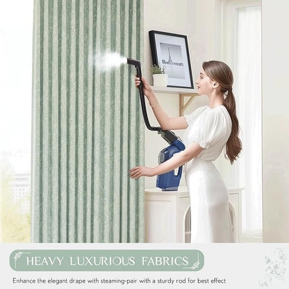 Beauoop Green Floral Jacquard Blackout Curtains - Image 7