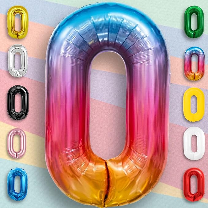 Rainbow Number Balloons 0 Mylar Foil 40 Inch - Image 3