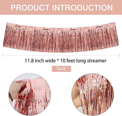 BEISHIDA Laser Rose Gold Fringe Garland Banner Wall Tinsel Foil Streamers | - Image 3