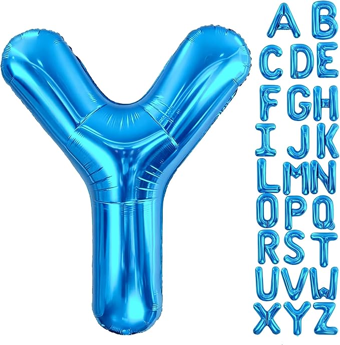 Letter Y Balloon 40 Inch Blue, Giant Alphabet Foil Balloon, Big Mylar Party by Aeniaza