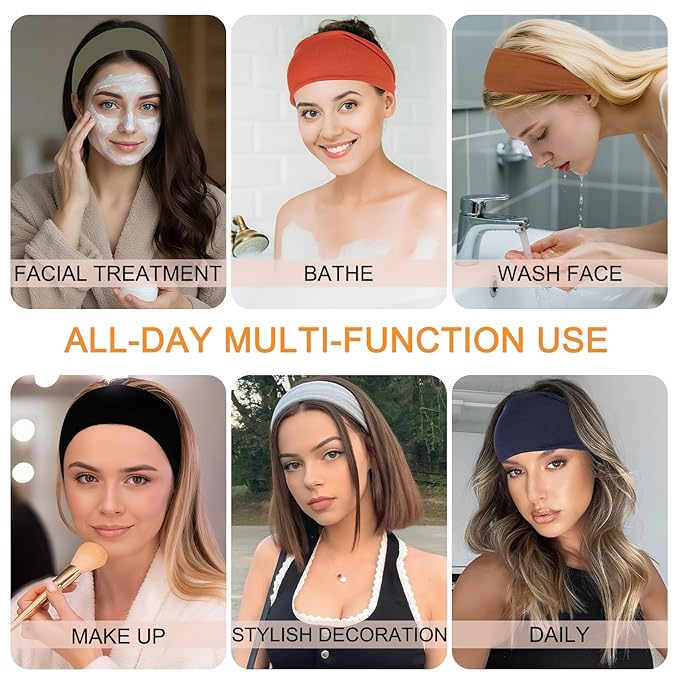 Non-Slip Headbands Set for Women's Hair 6 PCS Cotton Soft Wide Head Bands for Yoga Running Exercise Trendy Elastic Hairbands for Women