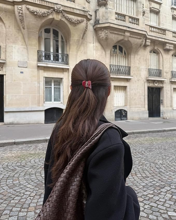 Luxury Red Claw Clip for Women | Our Acetate Red Hair Clip Feels Light, Looks Smooth and is Easy to Wear | Use for easy Half Ups with No Snagging and a Secure Grip in our Mini One Inch Size