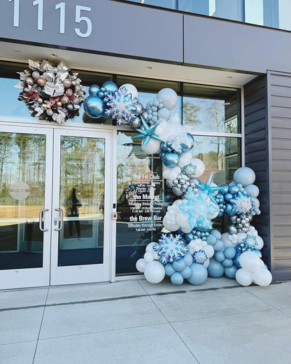Blue and Silver Balloons Arch Kit, Baby Shower, Winter Wonderland Snow Theme - Image 5