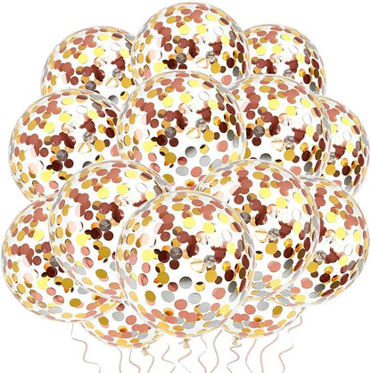 VHUWE Gold Silver Rose Gold Confetti Balloons 25 Pcs, 12 Inch Thickened Clear - Image 3