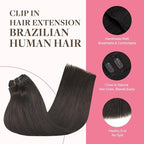 GOO GOO Clip in Hair Extensions Real Human Hair, Remy Human Hair Extensions Clip ins for Women, Natural Human Hair, 20inch 150g 9Pcs, 2 Dark Brown