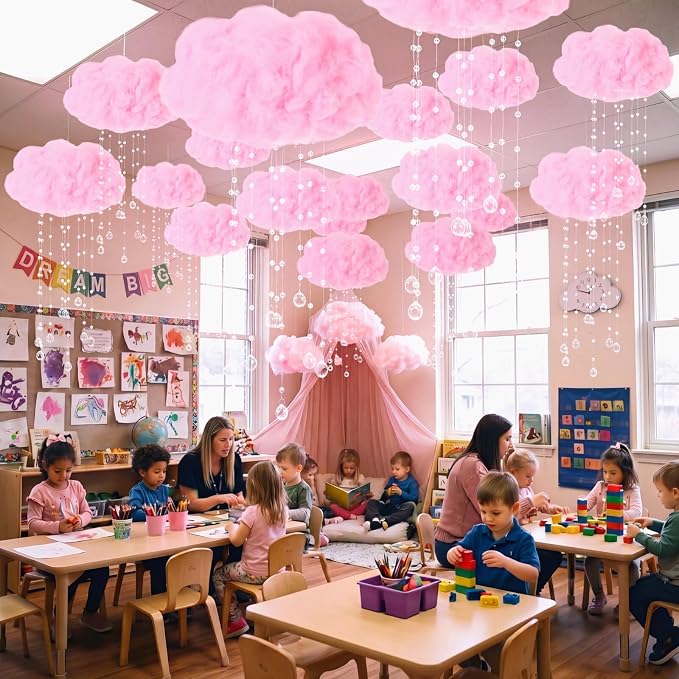 Marsui Artificial Cloud Props LED Hanging Pink Light String Fake Imitation 3D - Image 4