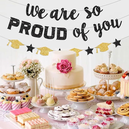 We Are So Proud of You Banner Black Prestrung Graduation Banner Graduation - Image 6