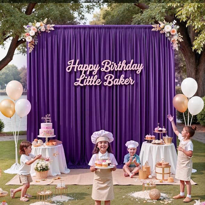 12ft x 10ft Purple Backdrop Curtains - Image 2