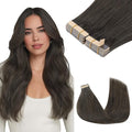 GOO GOO Tape in Hair Extensions Human Hair, 1C Mocha Brown, 12inch 80g 40pcs, Skin Weft Seamless Invisible, Silky Straight with Thick Ends, Remy Human Hair