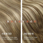 Ve Sunny Clip in Human Hair Extensions Balayage Clip on Hair Extensions Chestnut Brown with Blonde Ombre Clip in Extensions Human Hair Double Weft Remy Human Hair 18inch 7pcs 120g