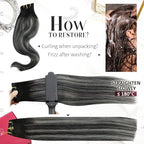 Moresoo Black And Silver Clip in Hair Extensions Ombre Black And Silver Human Hair Extensions Clip ins Real Human Hair for Women Double Weft 120g/7pcs 16 inch