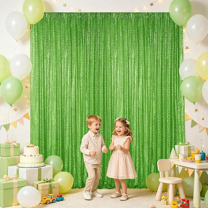 Hahuho Light Green Sequin Backdrop Curtain, Banquet Decoration（1 Panels - Image 4