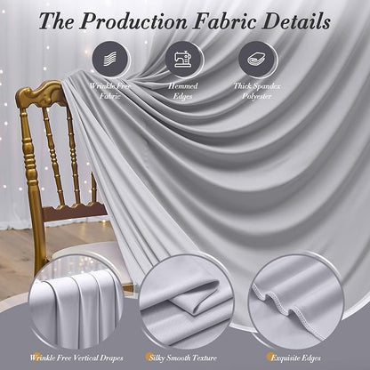 30 ft x 10 ft Wrinkle Free Silver Backdrop Curtain - Image 6