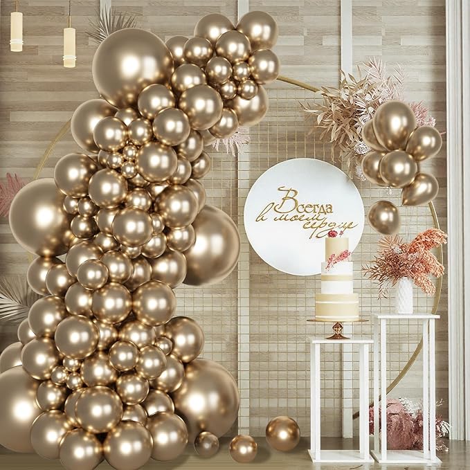 Ouddy Party 129Pcs Chrome Gold Balloons Different Sizes - Image 5