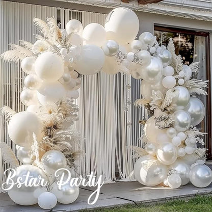 Double Stuffed Pearl White Balloon Garland Arch Kit | 18/12/10/5inch Different - Image 6