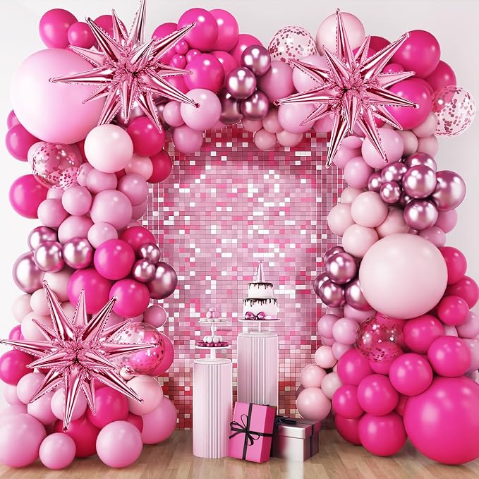 RUBFAC Pink Balloon Arch Kit, Star Latex Balloons by RUBFAC