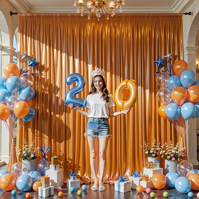 40x10ft Rust Orange Glitter Backdrop Curtain - Image 8