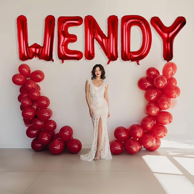 AULE 40 Inch Red E Balloon Letter Foil A-Z Birthday Big Alphabet | Birthday - Image 5