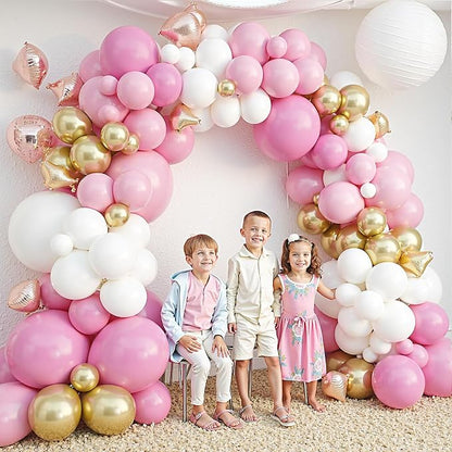 412Pcs Pink and White Balloons Arch Kit, 18 12 10 5 Inch Pink and Gold Balloon - Image 6