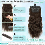 KooKaStyle Clip in Synthetic Hair Extensions Long Wavy 4PCS Thick Hairpieces Dark Chocolate Brown Fiber Double Weft Natural Hair Extensions 20 Inch for Women