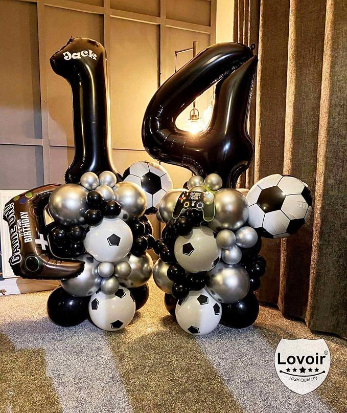 Black 14 Number Balloons, 40 Inch Giant Number 14 Balloons Foil Mylar Helium - Image 3