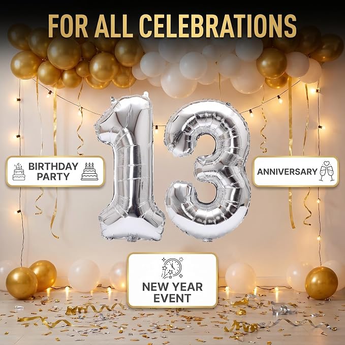 Number 13 Balloon Foil Mylar Balloons - Image 5