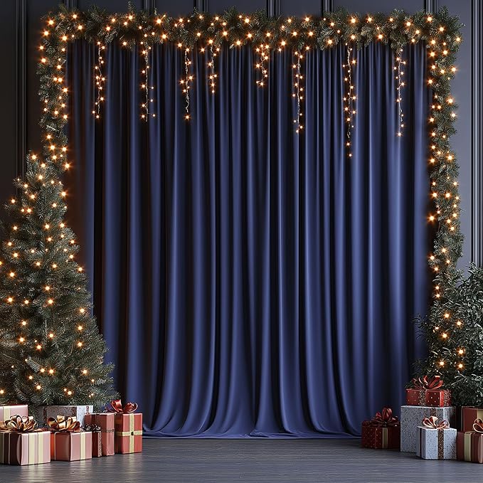 ESGOTBME 30x10ft Wrinkle Free Navy Blue Backdrop Curtain - Image 5