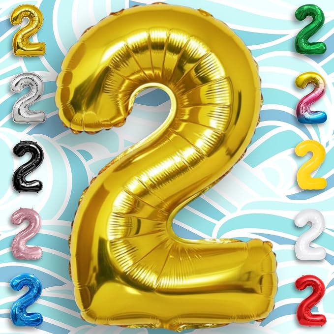 Gold Number Balloon 2 Mylar Foil Balloons 40 inch - Image 4