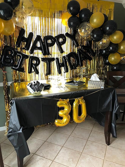Black Happy Birthday Balloon Banner, 16 Inch Foil Mylar Happy Birthday Balloons - Image 5