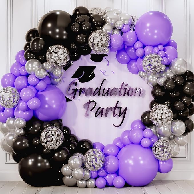 ALL-IN-1 Purple and Black Balloons Garland & Arch Kit – Small and Large Purple - Image 6