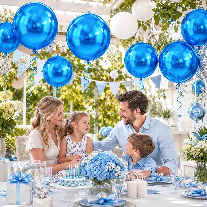 10Pcs Blue Round Foil Balloons, Metallic Light Blue Foil Baloon - Image 5